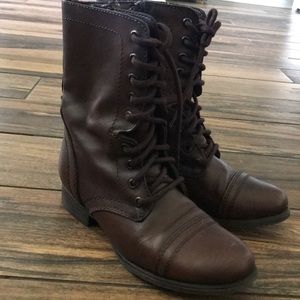 Troopa brown leather combat boots